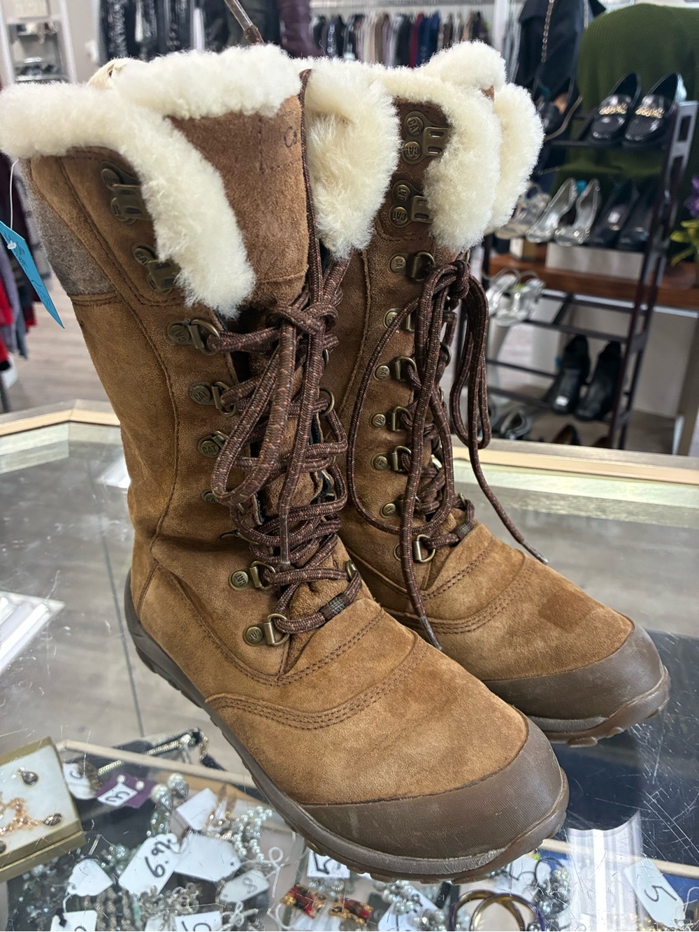 Caterpillar Brown Lace-Up Faux Shearling Winter Boots